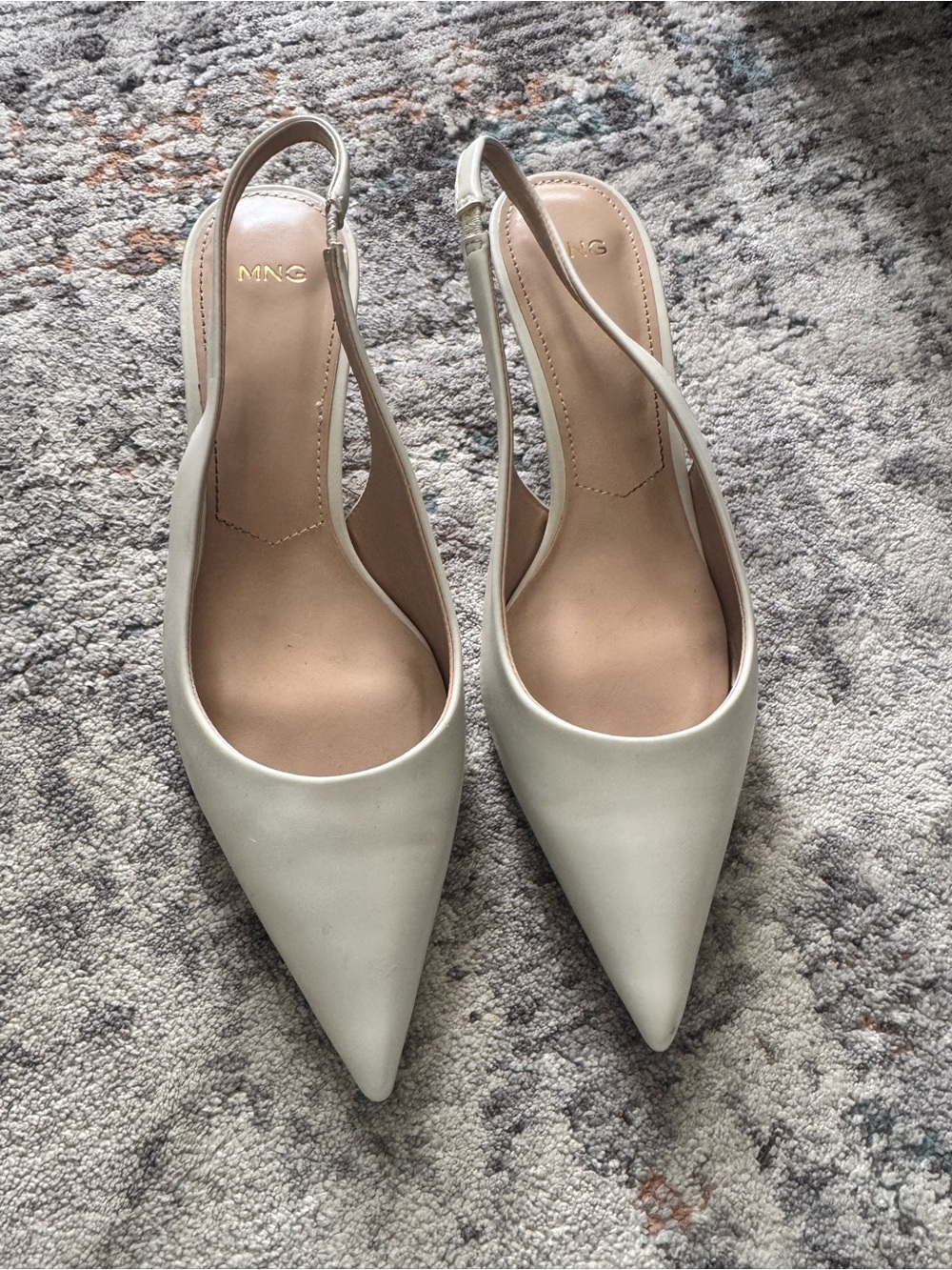 Mango Cream Pointed Slingback Heels